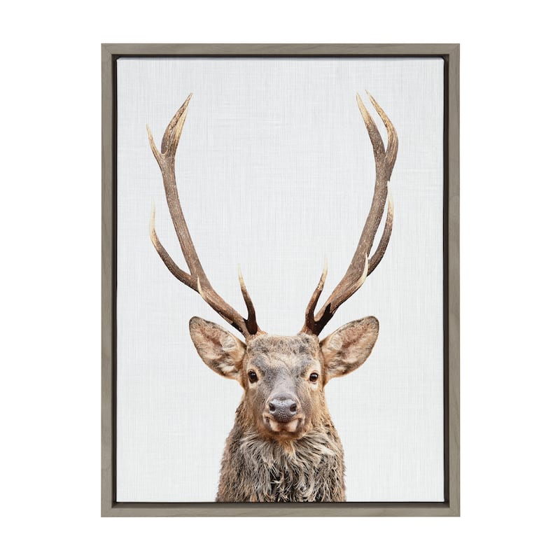 Kate and Laurel Sylvie The Red Deer Color Framed Canvas by Simon Te