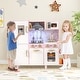 preview thumbnail 2 of 7, Pink Wooden Play Kitchen with Lights and Sounds Chef Hat Apron Utensils Play Food for Kids - 36" x 11" x 32" (L x W x H)