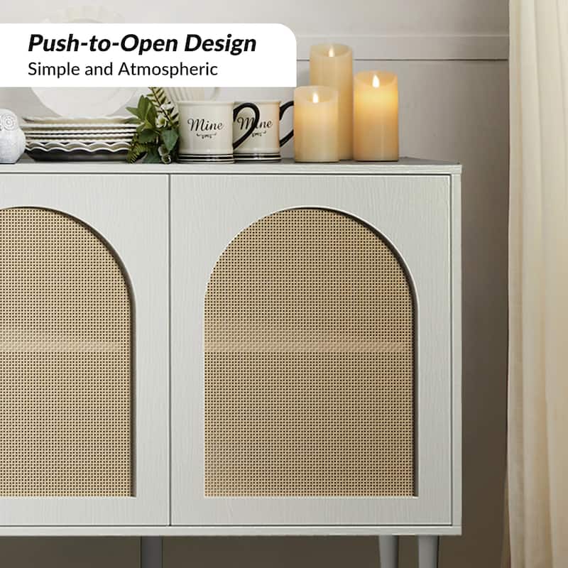 Ulysses Farmhouse Storage Rattan Sideboard with Adjustable Shelves by HULALA HOME