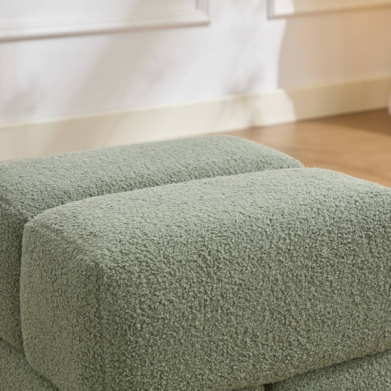 SEYNAR Modern 16.5''Faux Sherpa Square Cube Otttoman