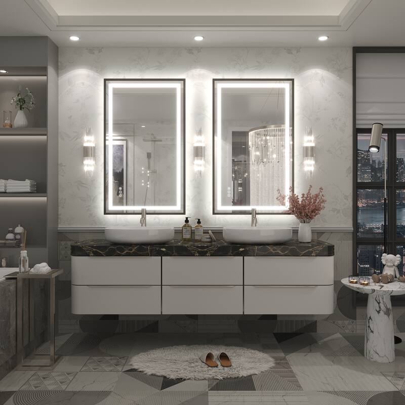 KIOTEE 24V Ultra-Bright LED Bathroom Mirror, Anti-Fog, Tempered Glass