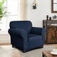 preview thumbnail 1 of 16, Enova Home Ivory Ultra Soft Rhombus Jacquard Polyester Spandex Fabric Box Cushion Armchair Slipcover - N/A Blue