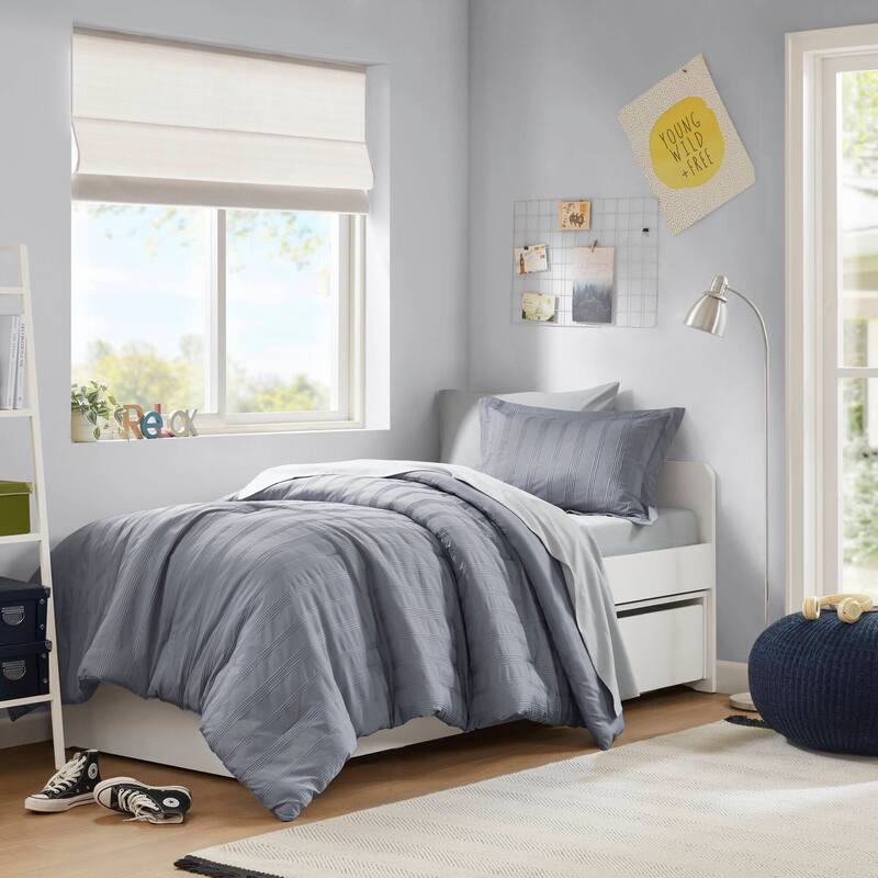Chelsea Square Logan Woven Striped Comforter Set - Twin/Twin XL - Blue/Grey
