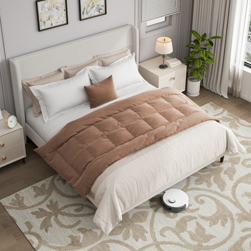 GDFStudio - Oliver High Back Soft Bed with 12-Slat Support and Plush Upholstery