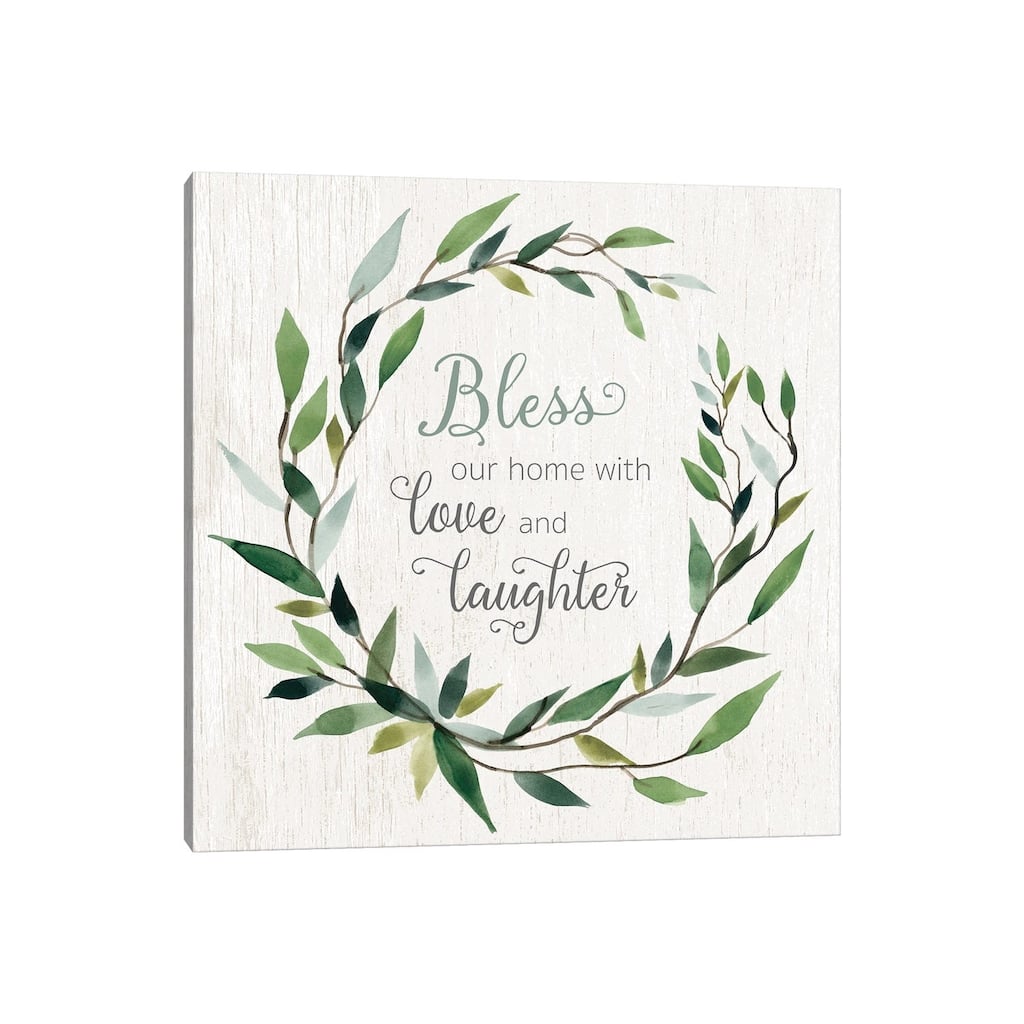iCanvas "Bless This Home Greenery" by Carol Robinson Canvas Print