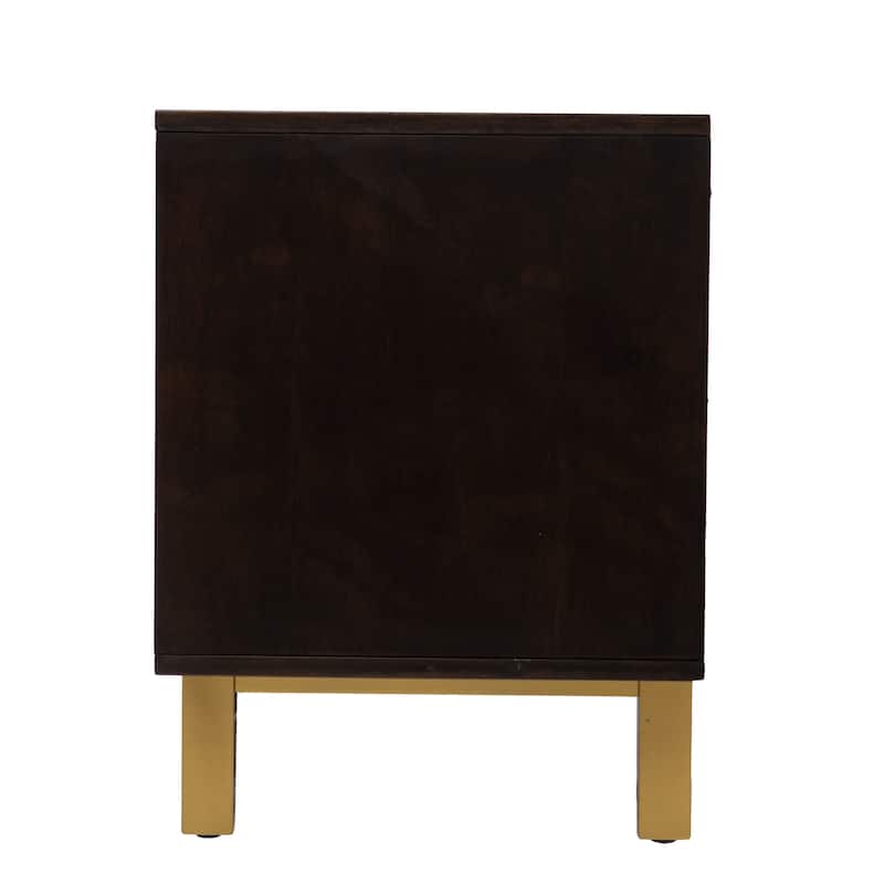 SEI Furniture Transitional Brown Wood Rattan Media TV Stand for TV's up to 62"