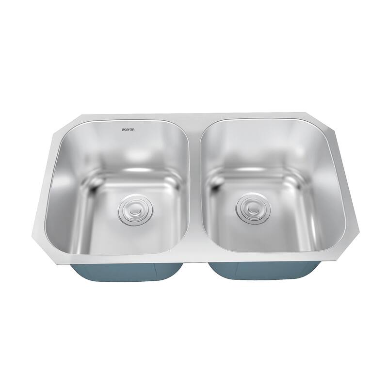 Karran Profile 32" Undermount 18 Gauge Double Bowl Stainless Steel Kitchen Sink with Accessories
