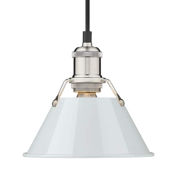 slide 2 of 2, Yep by Golden Lighting Orwell 1-light 8in Pendant in Pewter and Dusky Blue shade - Silver