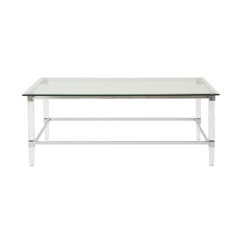 48" Modern Rectangle Glass Coffee Table with Sturdy Frame for Living Room