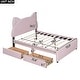 preview thumbnail 29 of 30, Full Size Upholstered Platform Bed with Cartoon Ears Shaped Headboard and 2 Drawers