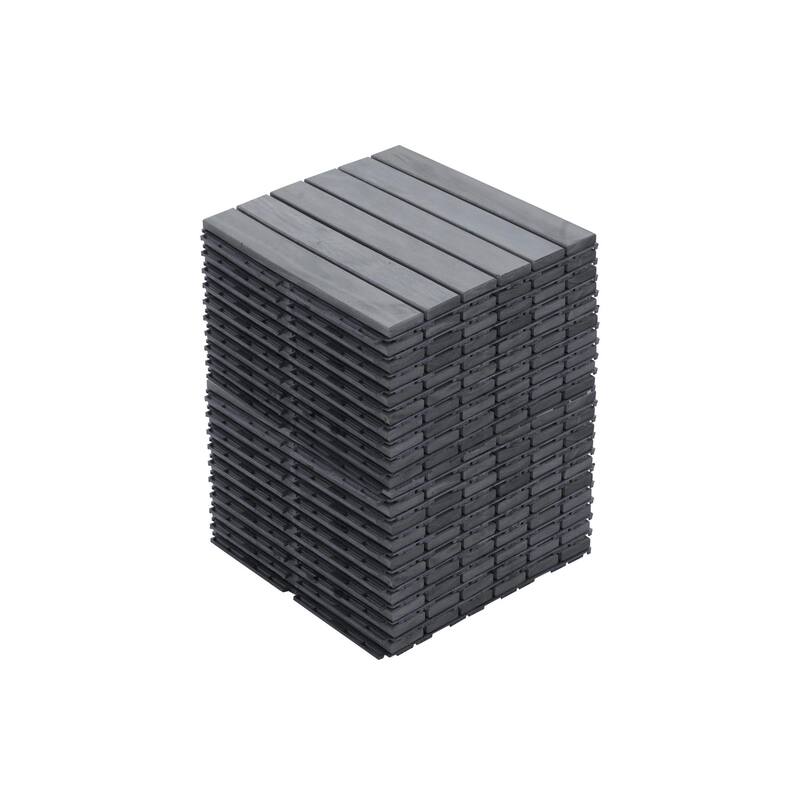 12" x 12" Square Light Gray Acacia Hardwood Outdoor Flooring