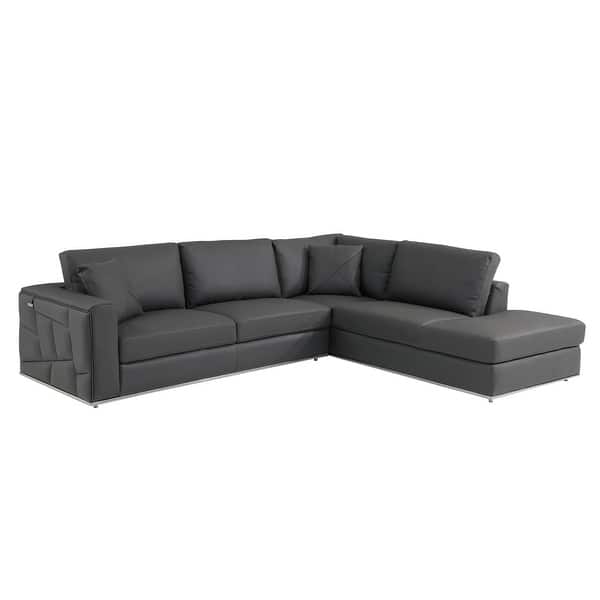 Gray Leather L Shaped Two Piece Corner Sectional Gray Leather L Shaped Two Piece Corner Sectional