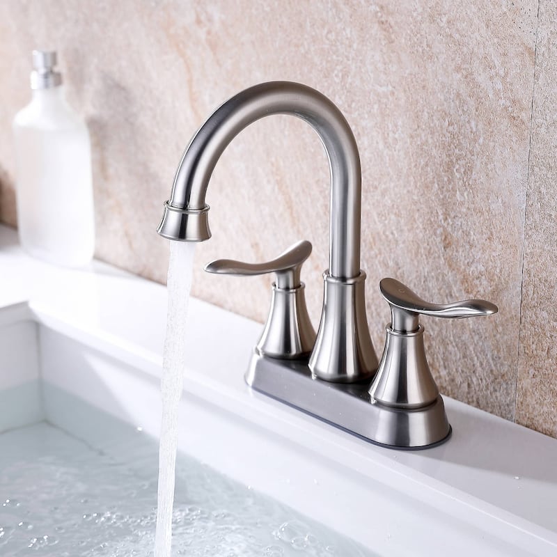 4 Inch Centerset Bathroom Sink Faucet With Drain Assembly Two Handle Bathroom Faucets 2 Hole High Arc Lavatory Basin Vanity Tap