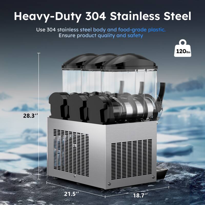 Commercial Slushy Machine, 36L/9.6 Gal Frozen Drink Margarita Machine Smoothie, Self-Cleaning, Stainless Steel Slushy Machine