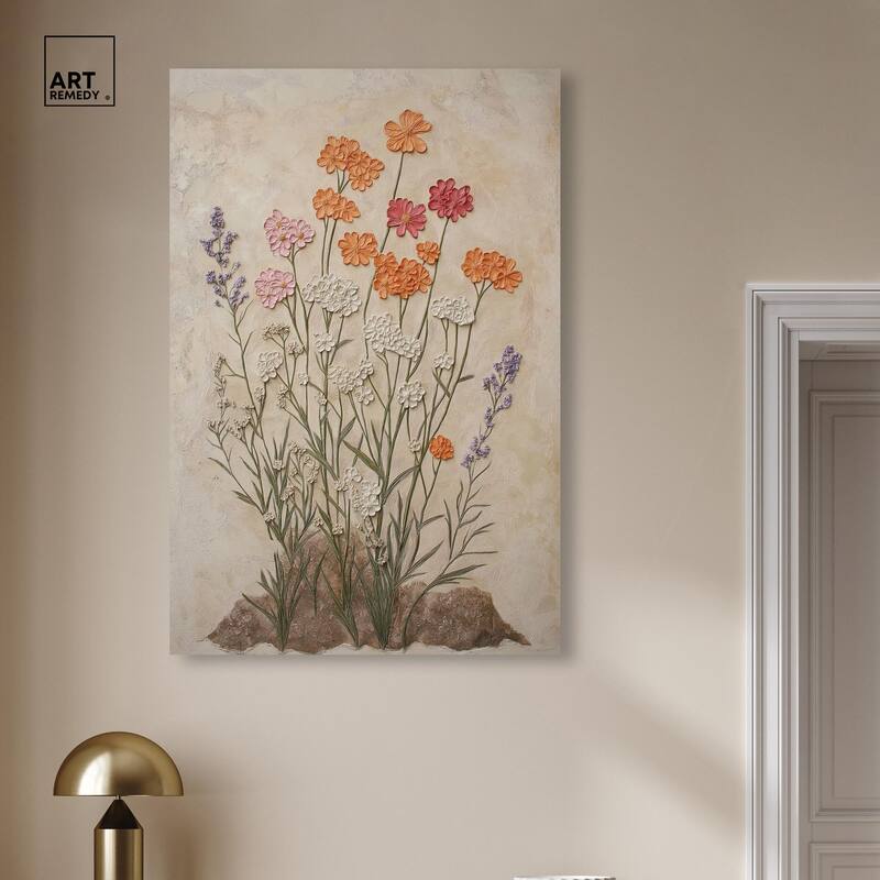 Sculpted Flora Frieze II Canvas by Art Remedy, Gallery Wrapped