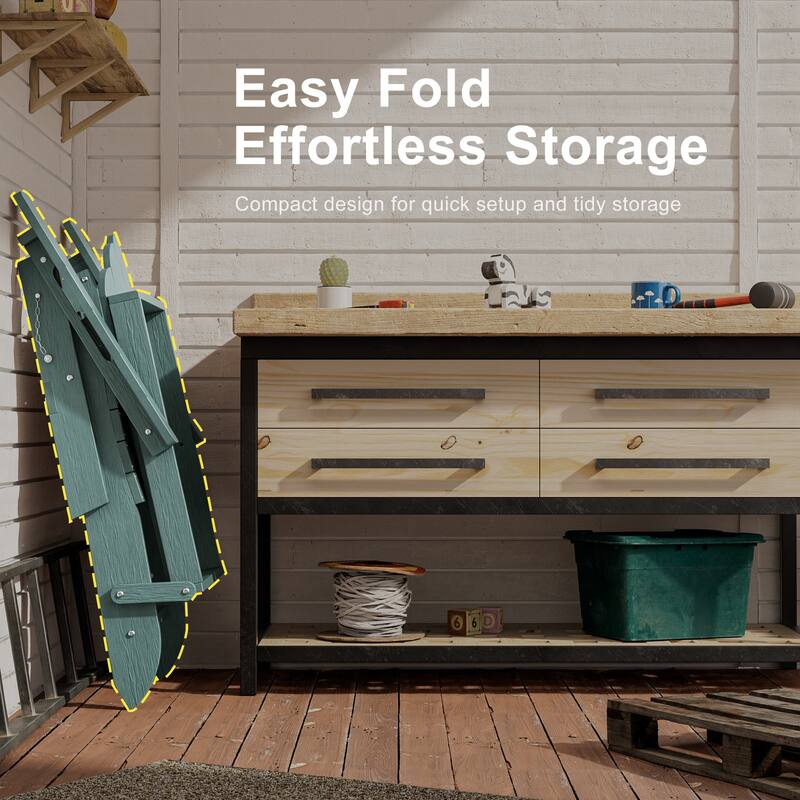 HDPE All-Weather Folding Adirondack Chair with Cup Holder