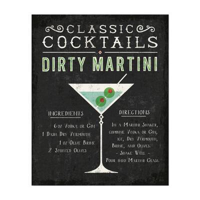 Classic Cocktails Dirty Martini Illustrations Art Print/Poster - Bed ...