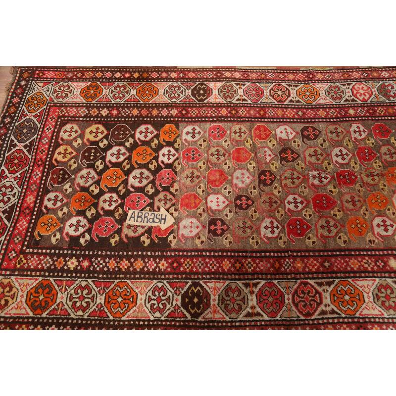 Pre-1900 Antique Vegetable Dye Kazak Runner Wool Carpet - 3'9" x 10'0"