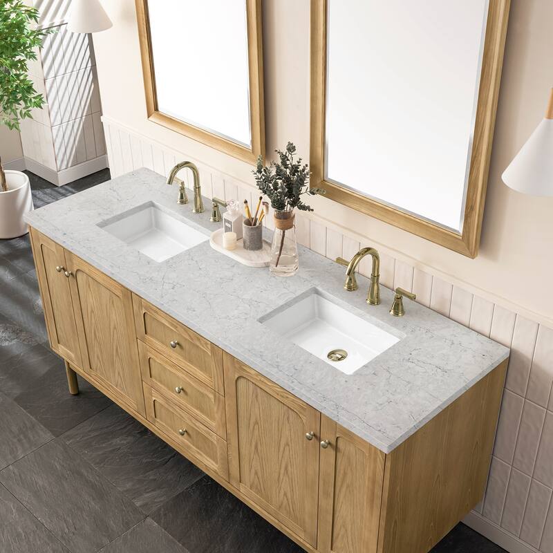 James Martin Vanities Laurent 72" Double Vanity, Light Natural Oak