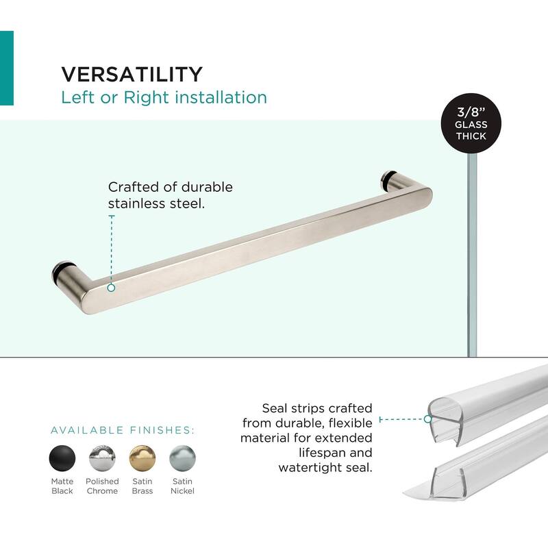 Fine Fixtures 60" Frameless Double Sliding Tub Door - 60" x 66"