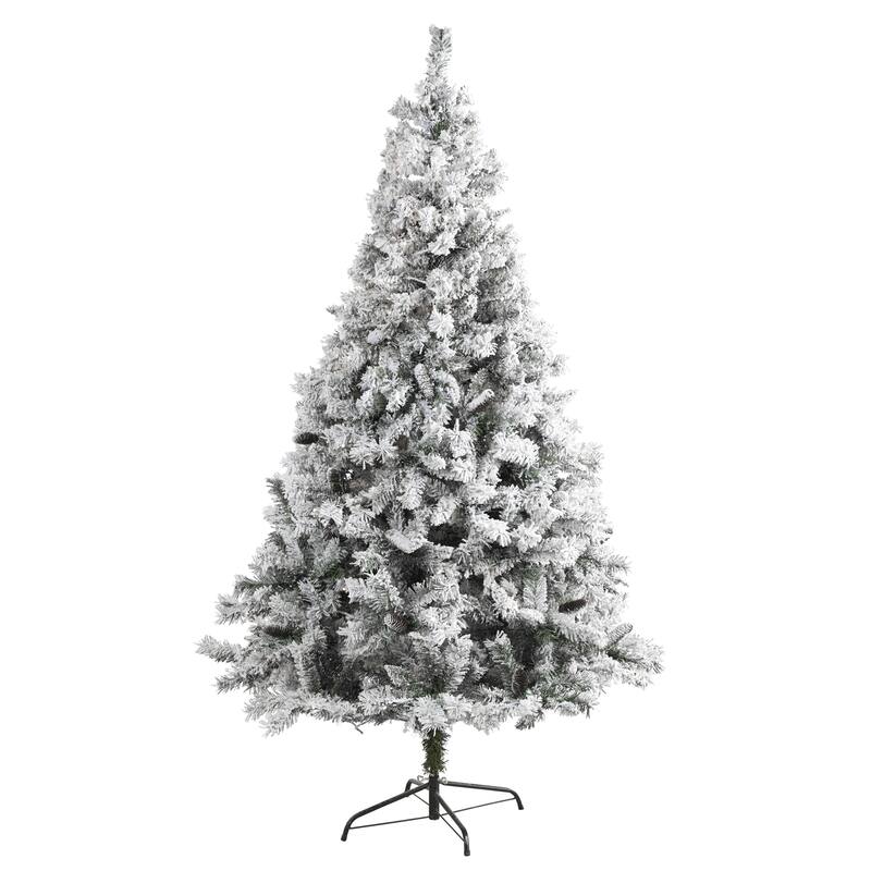 7' Flocked with White Pinecones Artificial Christmas Tree, Unlit - 7 Foot