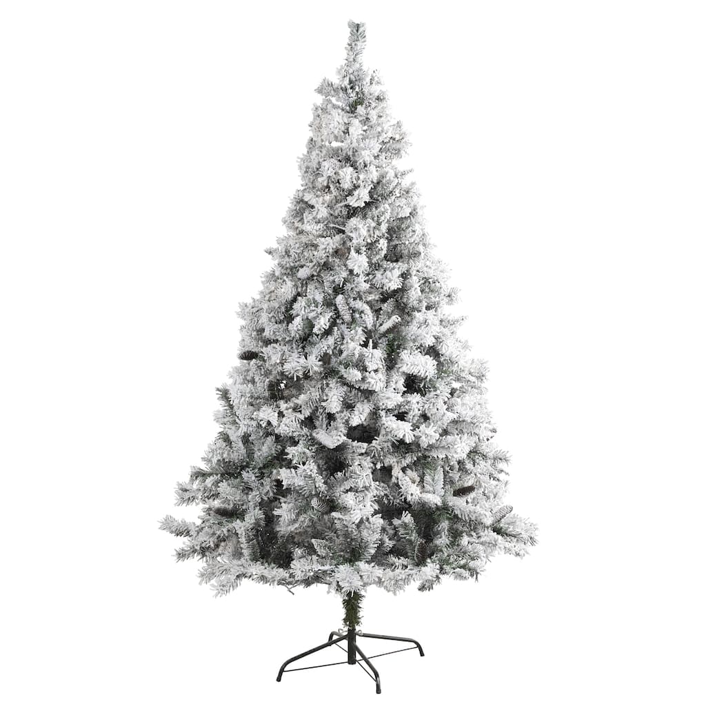7' Flocked with White Pinecones Artificial Christmas Tree, Unlit - 7 Foot