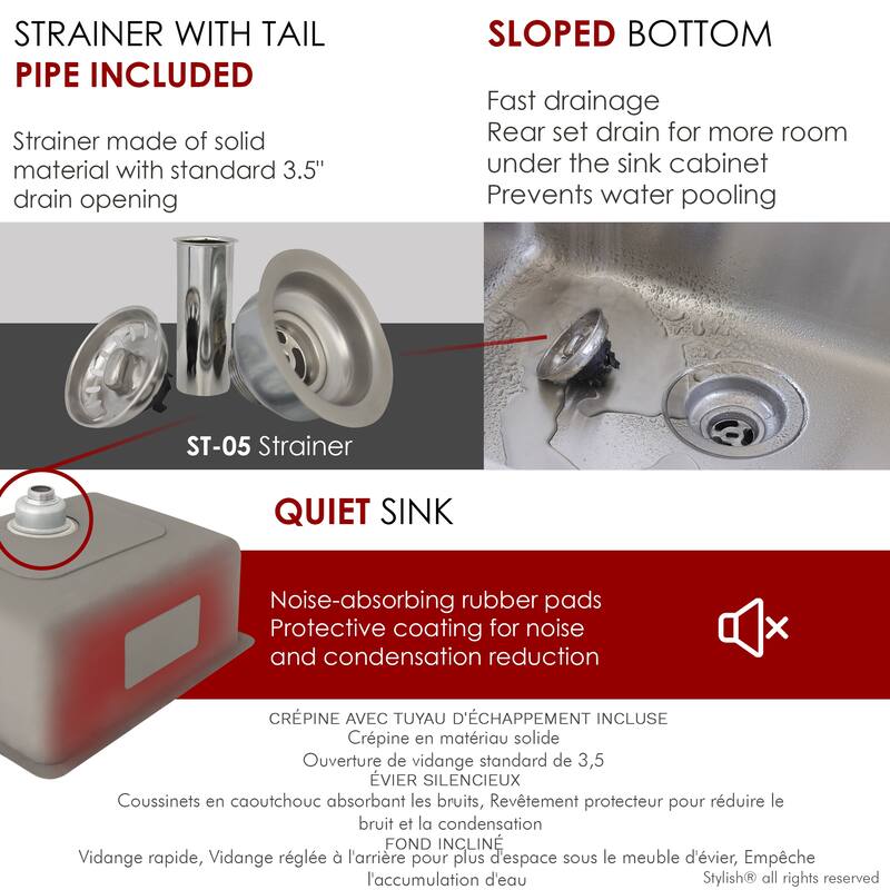 STYLISH 23 inches Dual-Mount Stainless Steel Single Bowl Kitchen Sink - 23" x 18" x 9"