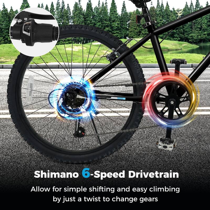 Metal Plastic Kids Mountain Bike with 6-Speed Shimano and Front Suspension