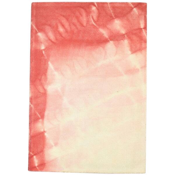 slide 2 of 9, One of a Kind Hand-Tufted Modern 4' x 6' Abstract Wool Red Rug - 4' x 6'