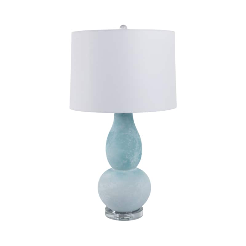 Glass Table Lamp with Crystal Base Ideal for Home Office - 29" Blue - 16" x 16" x 29"