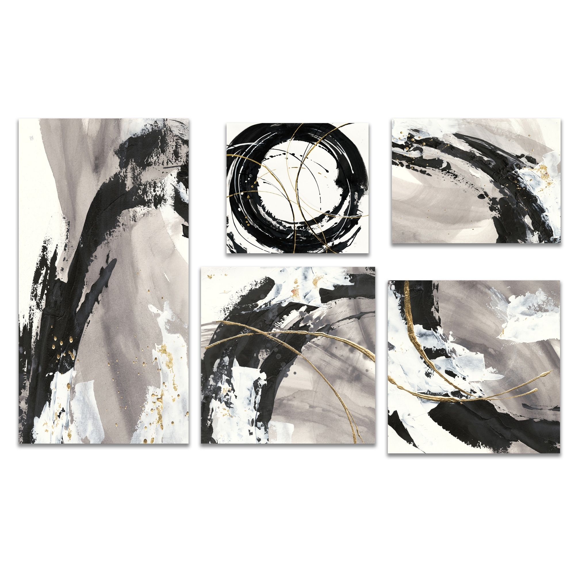 Shop Designart Glam Gold Collection Abstract Wall Art Set Of 5