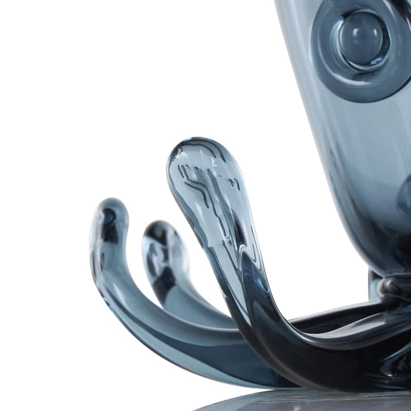 Glass Octopus Cute Ombre Decorative Sculpture with Curved Tentacles - Dark Blue - Roche River Decor