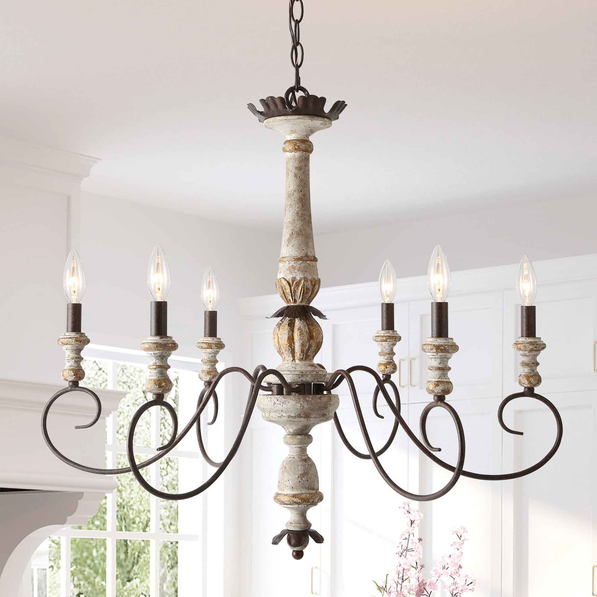 The Gray Barn Farmhouse Wood Rustic French Country Chandelier - D31''*H28''
