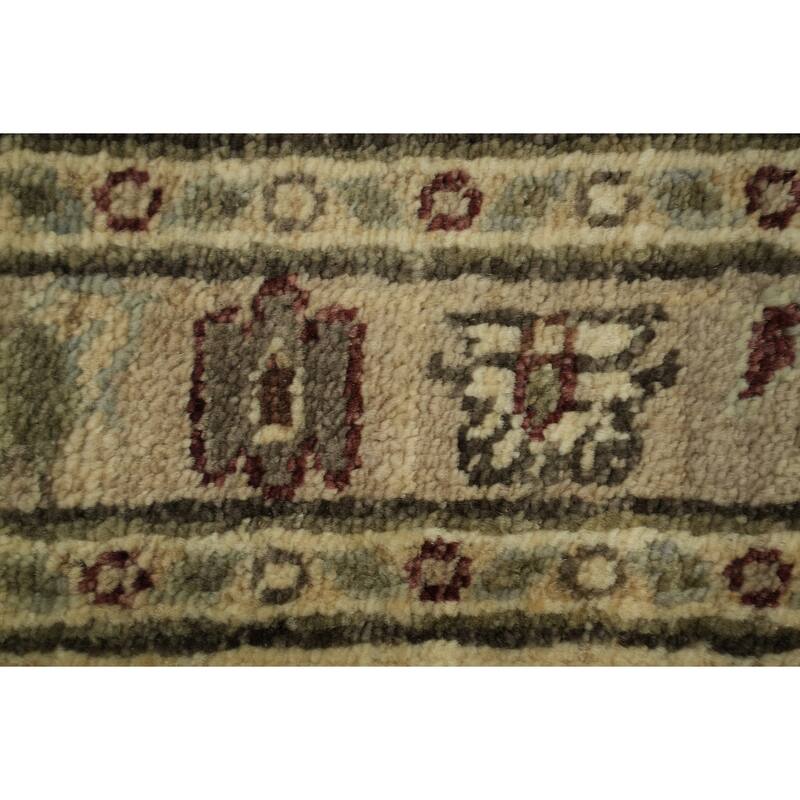 Hand Knotted Oriental 100% Wool Carpet Traditional All-Over Beige & Ivories Ziegler Runner Rug - 11' 1'' X 2' 8''