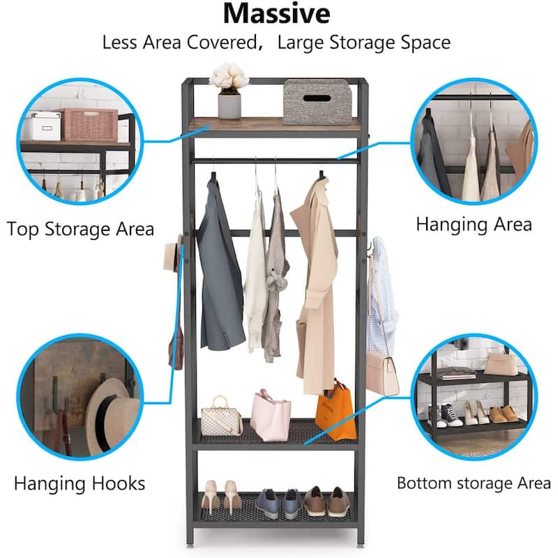 Hall Tree Garments Clothes Rack with Shelf