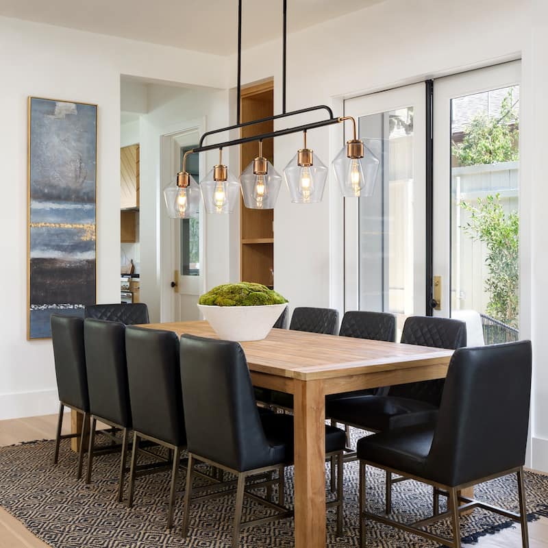 5 - Lights Modern Linear Glass Chandelier Kitchen Island Pendant Light - W44"