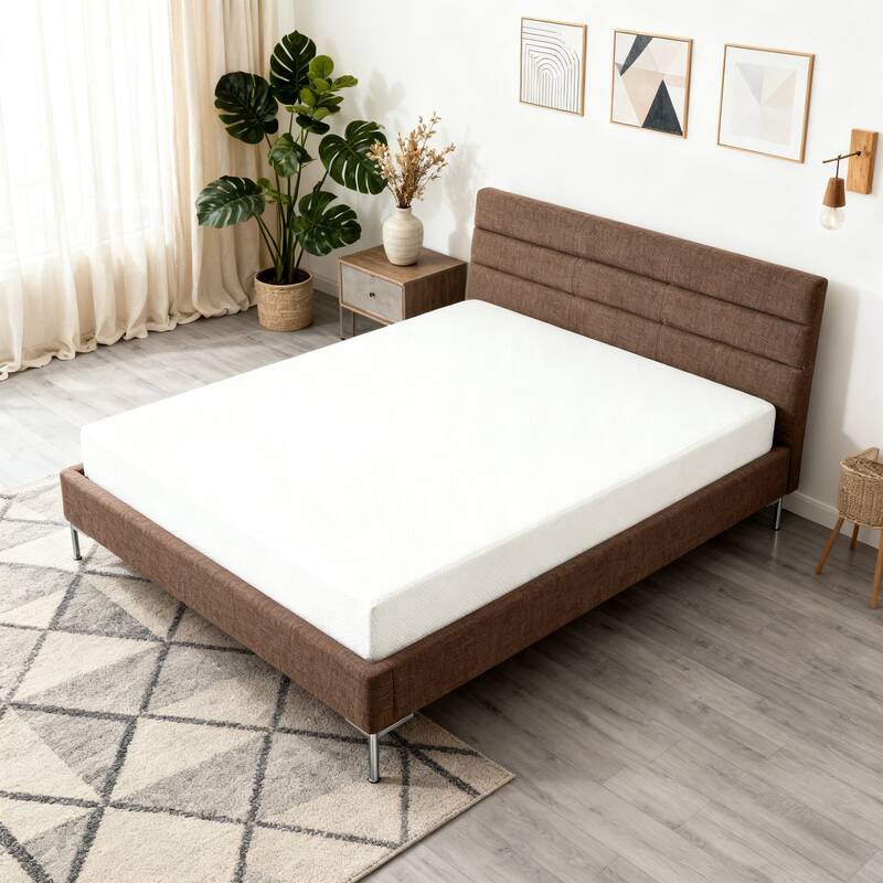 6 Twin Green Tea Memory Foam Mattress in Box, Fiberglass Free, White(Bed not included) - White