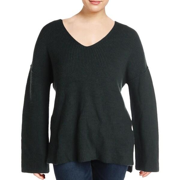 VELVET BY GRAHAM & SPENCER Womens V-Neck Sweater Wool Blend Pullover - Olive - On Sale ...