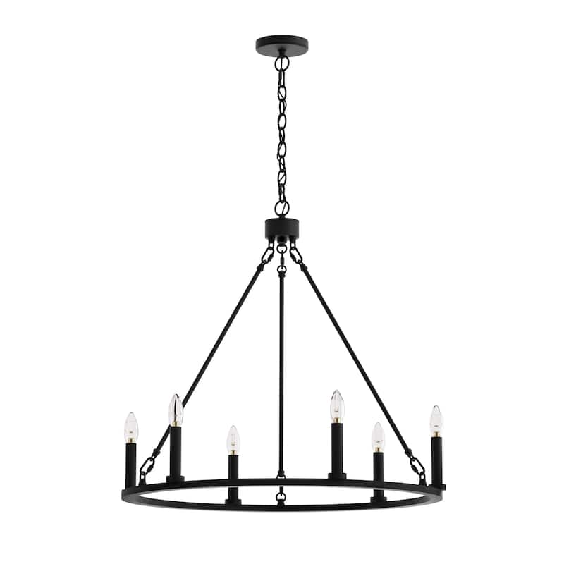 Acroma 6-light Farmhouse Rustic Round Wagon Wheel Chandelier with UL - 23'' - Aged Zinc