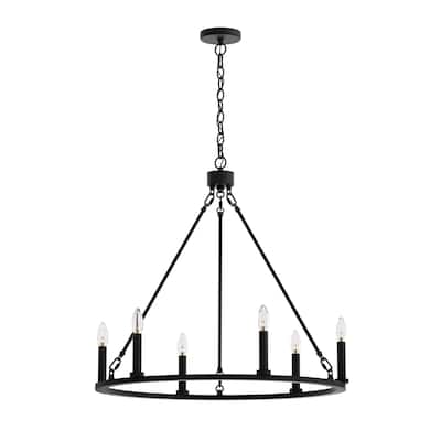 Farmhouse 6-light Round Wagon Wheel Chandelier - 23