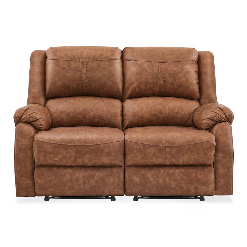 Manual Recliner,Faux Leather Reclining Sofa Set, 2-Seater Reclining Sofas For Living Room - 59"W X 37.4"D X 39.8"H