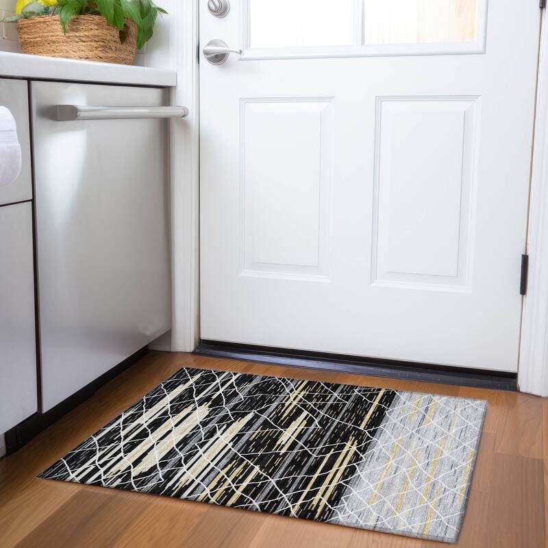 Premium Washable Super Soft Modern Himalaya Mayfield Rug - 1'8" x 2'6" - Black
