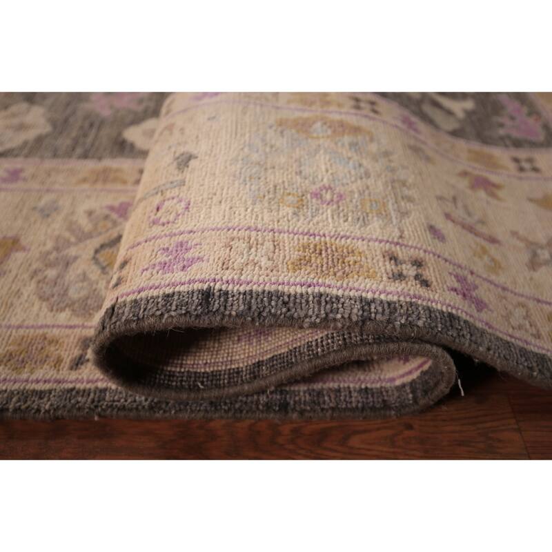 Vegetable Dye Grey Oushak Turkish Area Rug Hand-Knotted Wool Carpet - 8'0" x 9'9"