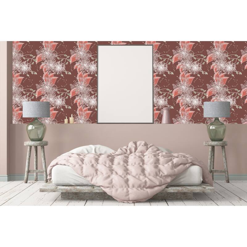 Doodle Floral Removable Wallpaper 24'' inch x 10'ft Bed Bath