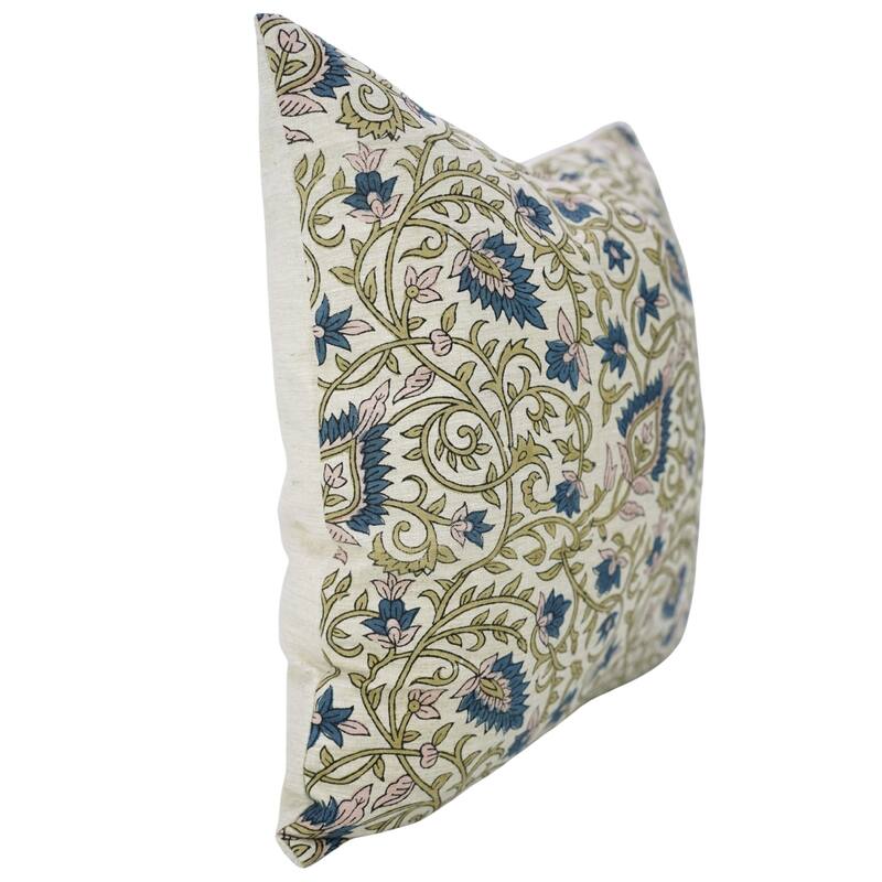 Fabdivine Floral Pillow Cover for Rustic Sofa 18x18 Inch Square Soft Linen Blend Gift Throw Home Décor Cushioncase, Hawamahal