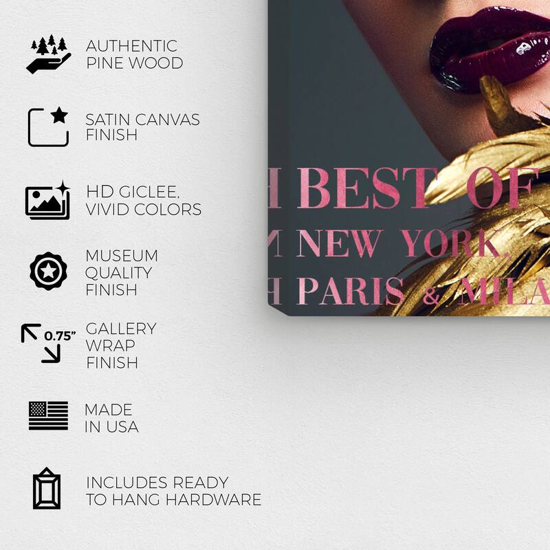 Wynwood Studio Canvas Fashion and Glam Cover Fashion Feathered Couture Gold and Metallic Gold Glam Wall Art Canvas Print