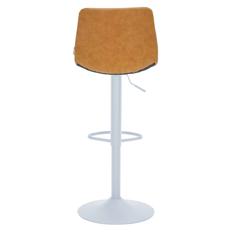 Adjustable Height Bar Stool in Leather Upholstery With White Iron Base Tilbury Collection