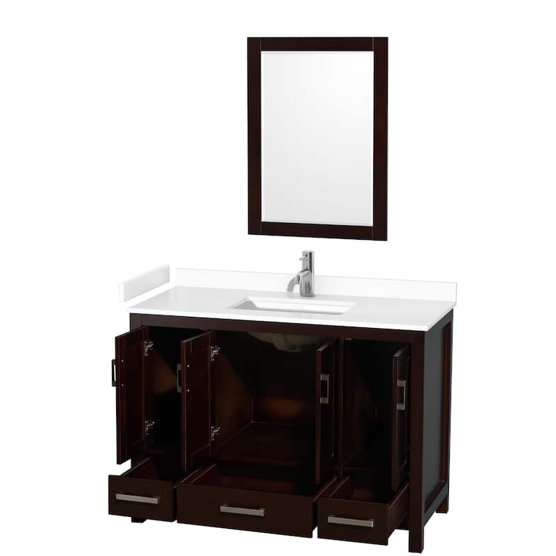 Sheffield Single Bathroom Vanity Set, Cultured Top, 24-Inch Mirror