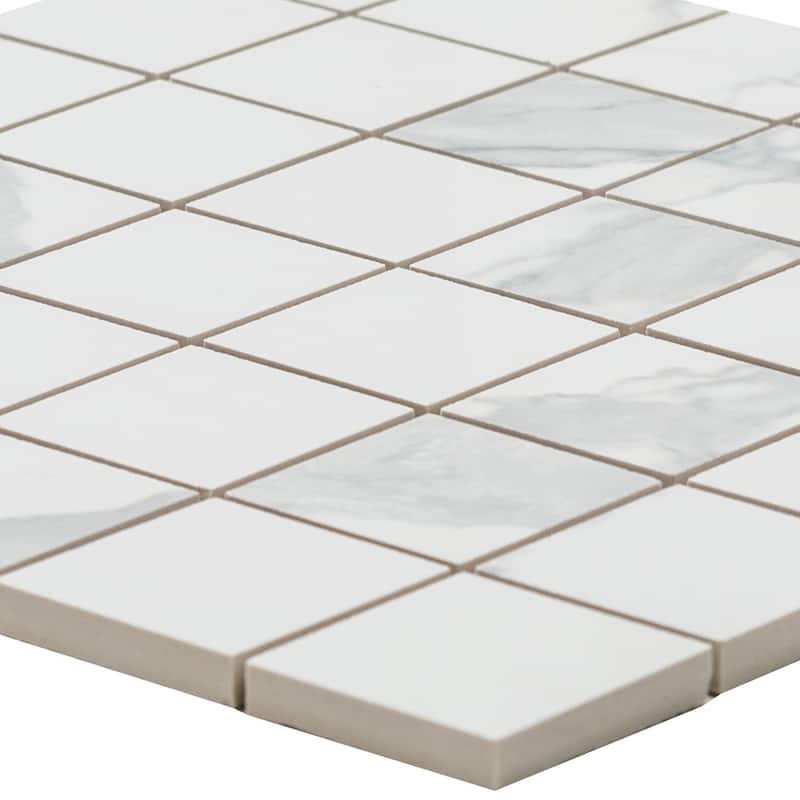 Porto 2x2 Matte Marble Look Porcelain Grid Mosaic Tile - Floor, Wall, Backsplash