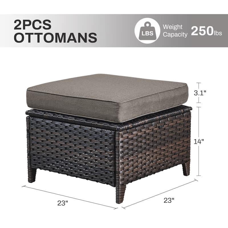 Gymojoy 3-Piece Outdoor Wicker Patio Furniture with Loveseat, Rattan Coversation Set with Water Resistant Thick Cushions